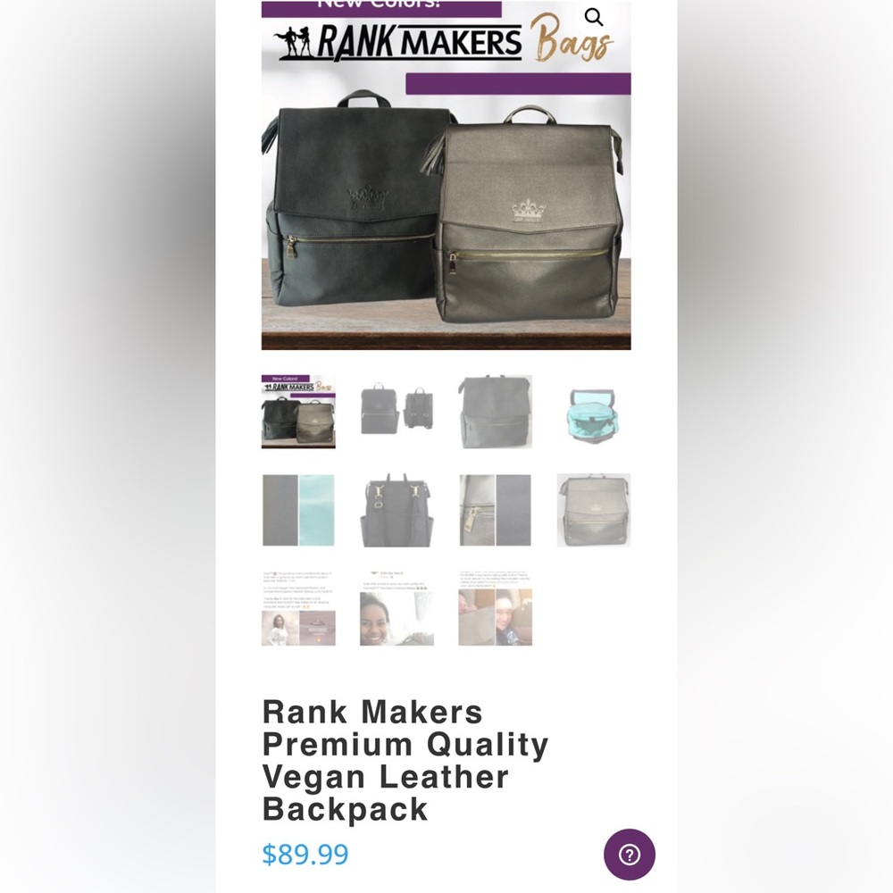 Rank Makers Premium Quality Vegan Leather Backpack